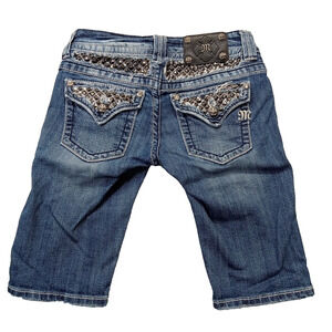 Miss Me Studded Cargo Jeans Shorts 27 Women's Bermuda Embellished Denim